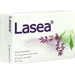 Eine Packung Lasea-Kapseln mit Lavendelzweigen auf dem Karton.